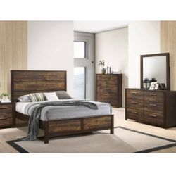 4- Pc Bedroom set Dresser,Mirror  Nightstand (1) Queen size bed frame  Not including Mattress and Box Sp