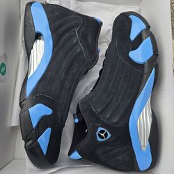 Jordan 14 Unc University Blue Black 7.5. 8, 8.5, 9, 9.5, 10, 10.5, 11, 11.5, 12, 13, 14, 15