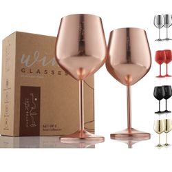 Stainless Steel Wine Glass- Rose Gold 