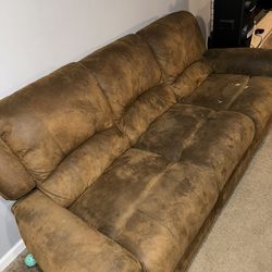 *FREE*Brown Suede Reclining Sofas