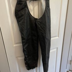 Women’s Black, Leather, Riding Chaps, Size Medium