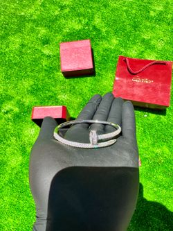Cartier Silver Diamond Nail Brac*elet
