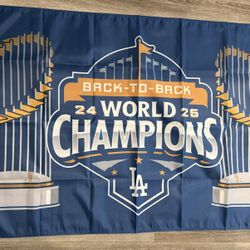 LA Dodgers Back To Back Championship 3x5 Ft Flag Banner