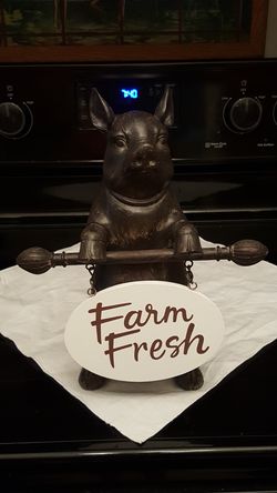 12"Resin Pig With Sign