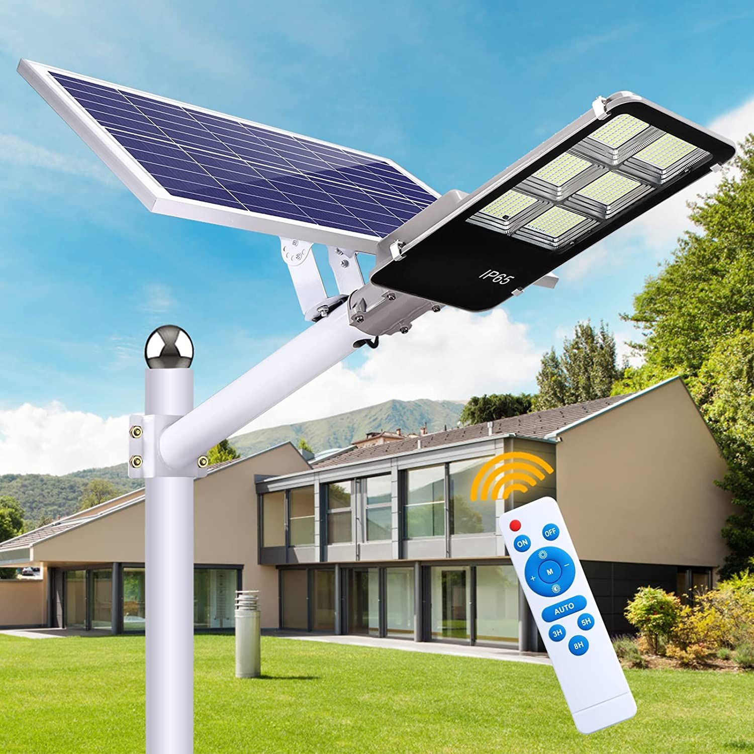 2000W Solar Street Light Outdoor Lamp, Dusk to Dawn Solar Flood Lights with Remote Control LED Solar Powered Light IP67 Waterproof Security Lighting f