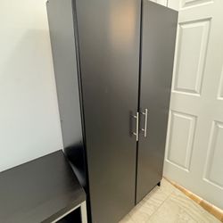 Black Storage Cabinet and Shelves