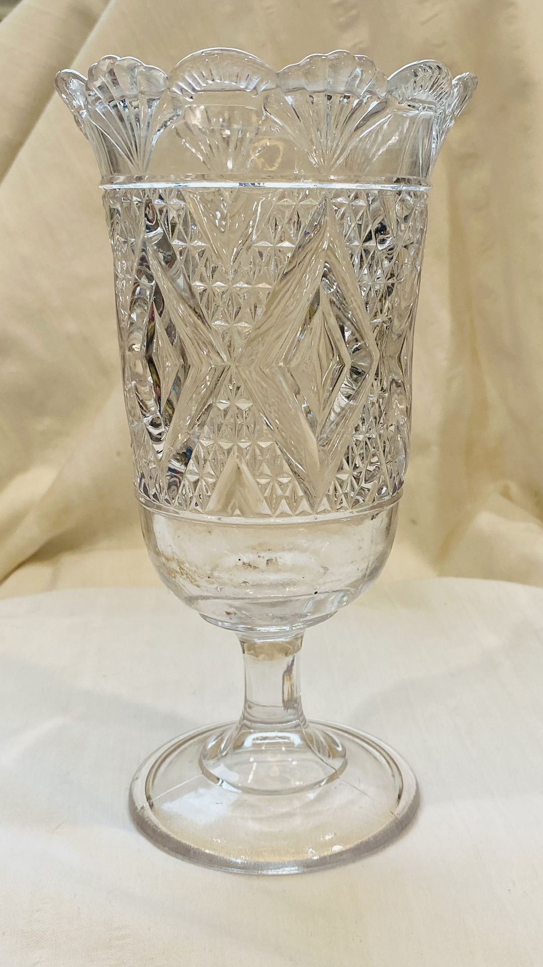 Stemmed Pressed Glass Vase