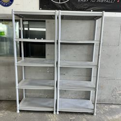 5 TIER PLASTIC SHELF STORAGE RACK SHELVES 