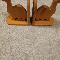 Wood Dinosaur Bookends, Pair