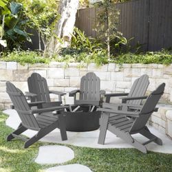 5X Dark Gray HDPS Adirondack chairs with cup holders