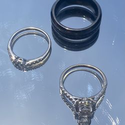 Elegant Wedding Ring Set – White Gold & Tungsten