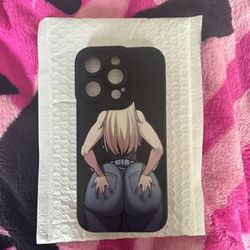 Anime Girl iPhone Case (Black, Silicone, for iPhone 14/15 Pro Max)