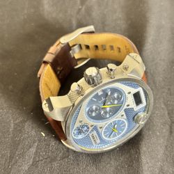 Diesel Mr Daddy Blue Dial Brown Leather strap Watch