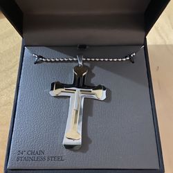 24 Inch Stainless Steel Christ Cross Necklace
