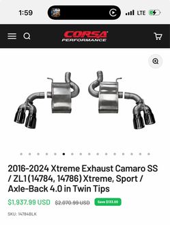Corsa Performance Axle-Back Exhaust Camaro SS/ZL1