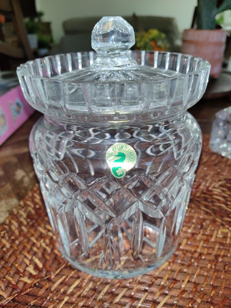 WATERFORD CRYSTAL LISMORE BISCUIT BARREL COOKIE / CANDY JAR WITH LID