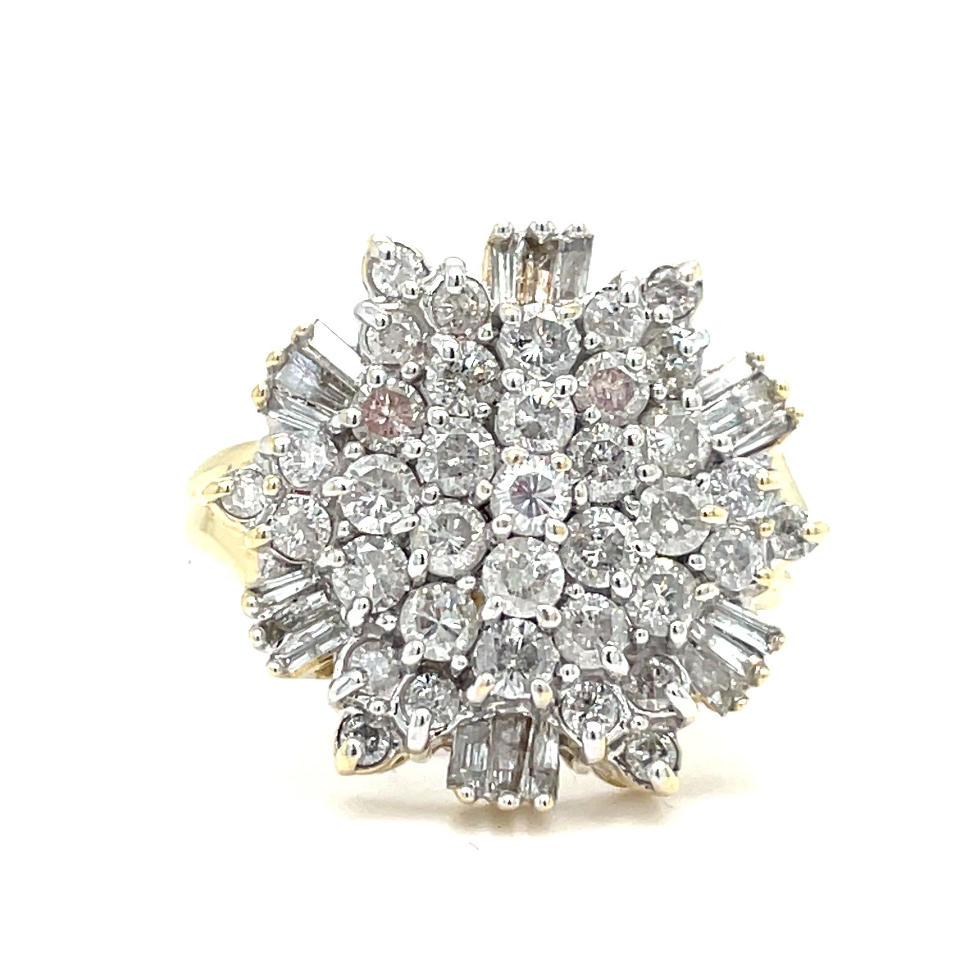 14KT Yellow Gold Diamond Cluster Ring 7.40g 2CTW Size 7 182564