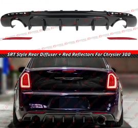 15-23 Chrysler 300 Gloss Black Rear Diffuser W/ Red Reflector