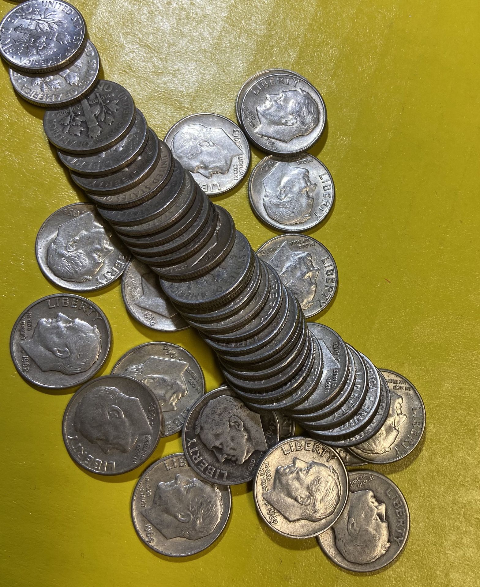 90% Silver Roosevelt Dimes ONE ROLL $5 Face /- Send Me Your Offer-/