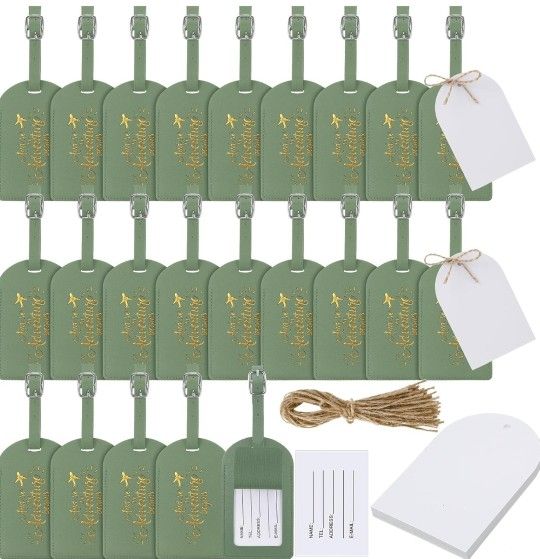 24 Bulk Luggage Tags Wedding Favors "And So The Adventure Begins" Luggage Tags