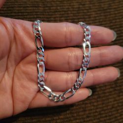 Italy 925 Solid Sterling Silver Figaro Link Bracelet For Men Women 8" Plata Italiana 925 Pulsera Figaro Para Hombres Mujeres 8" Firm Price