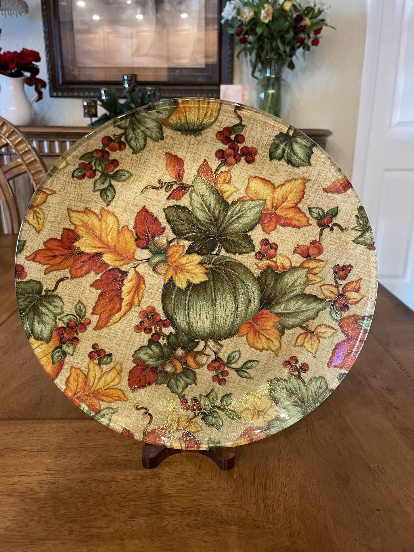 Handmade Glass Decorative Fall Plate