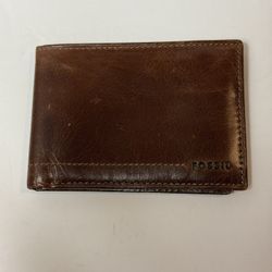 Fossil Allen Traveler Tan Leather Mens Wallet