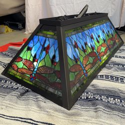 43” L Dragonfly Stained Glass Pool Table Island Light  - Dining Room Light - Gaming Room Lamp -