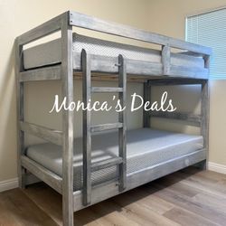 Solid Wood Twin/Twin Bunk Bed With Both Mattresses $560