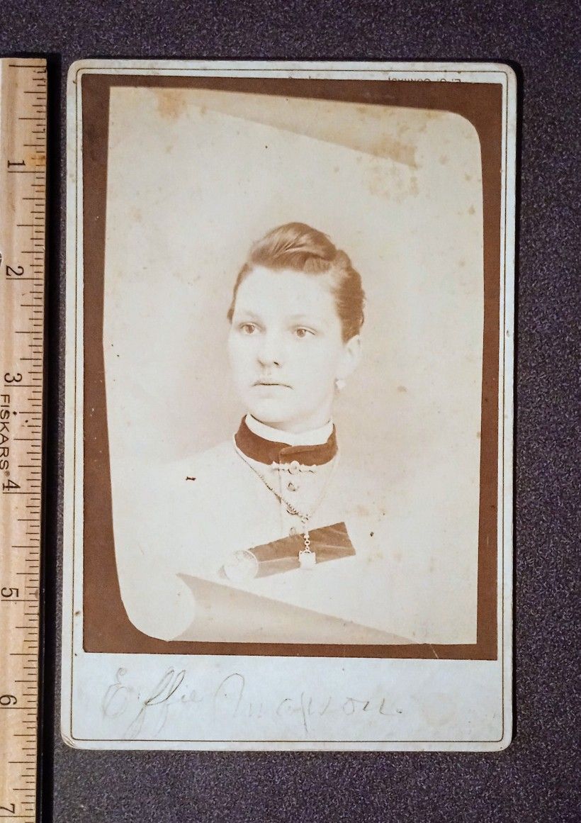 Antique Woman Portrait Cabinet Card Manchester Iowa E.S. Conrad 1890's Picture