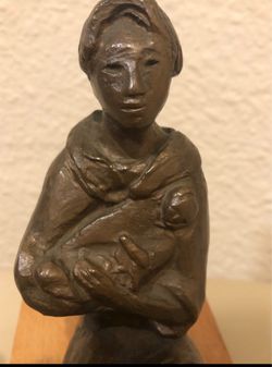 Mid Century Bronze Sculpture “Hiroshima Mother” vintage antique