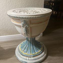 Hand Painted Table Base With Glass 