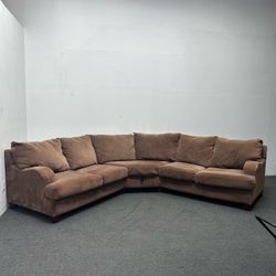 Large Brown Sectional Couch - 12FT Wide - Freshly Cleaned - Super Comfortable!