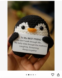 Best friend crochet penguin with message sealed