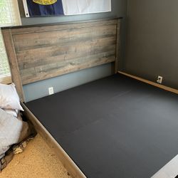 KING bed frame + base (Ashley Furniture)