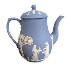 Wedgwood Jasperware Coffee Pot Kettle Lid England Mint Vintage Retro Antique