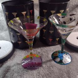 Lolita  Hand Painted Martini Glasses Set Of 2 Must Pick Up