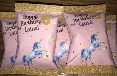 Custom unicorn chip bags