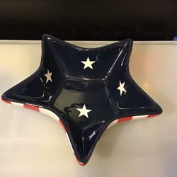Hausenware Stars and Stripes USA Flag Patriotic Star Serving Bowl Sally Noll