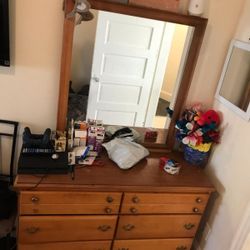 1950s Carolina solid wood dresser with mirror