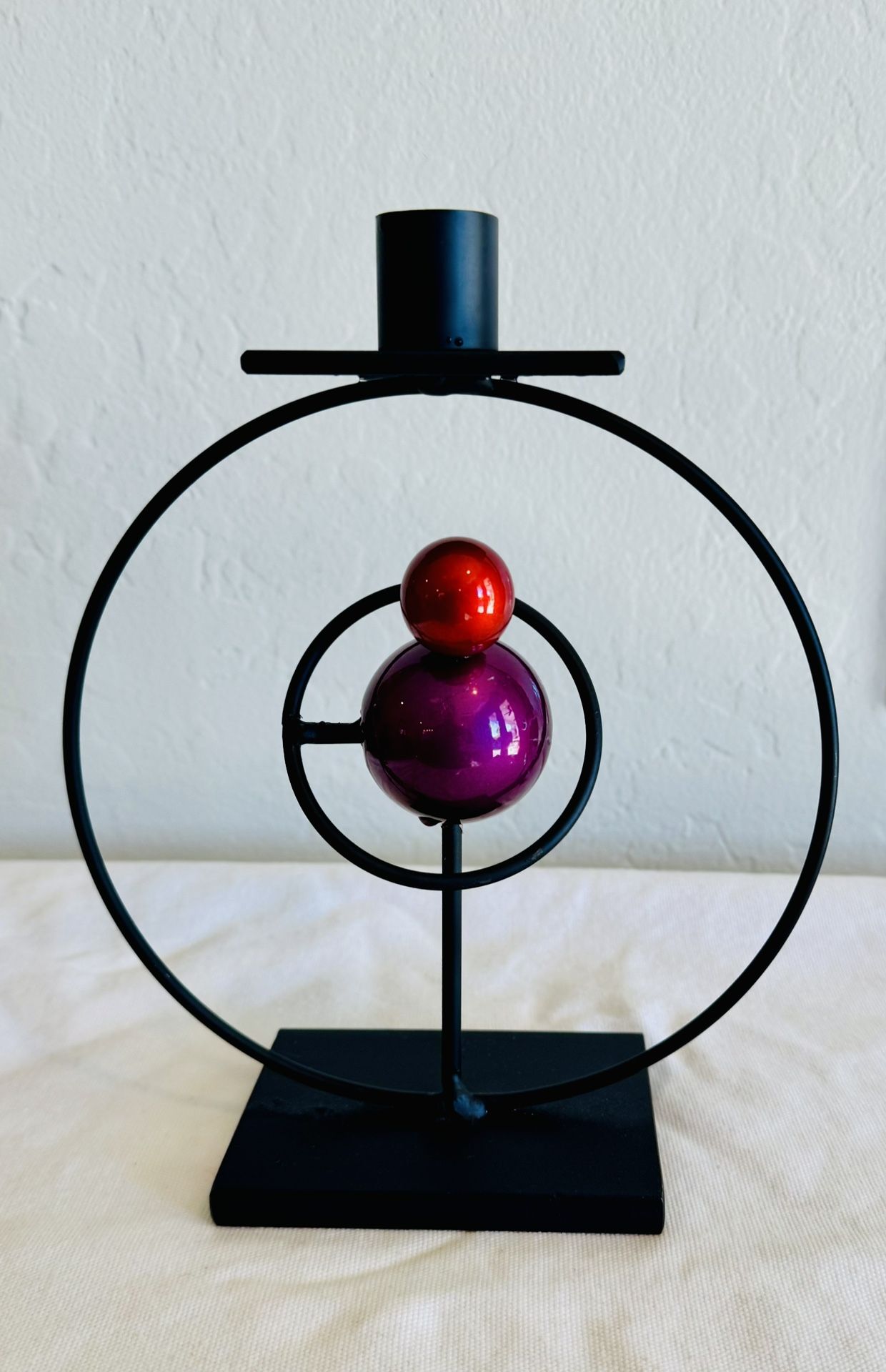 Modern Atomic Design Rick Martin 2013 Signed Metal Planets Candleholder
