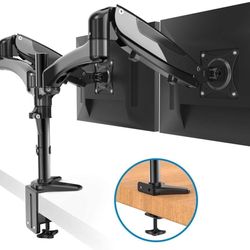 Huanuo Dual Monitor Stand, Height Adjustable Monitor Mount Fits Two 13 to 27 In.