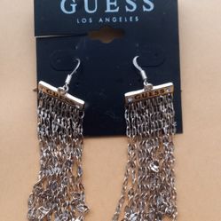GUESS DANGLE EARRINGS GOLD TONED - NEW