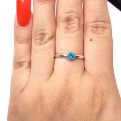 Sterling Silver Blue Stone Ring Band 