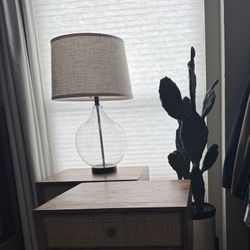 Set of 2 Glass and Black Metal Modern Table Lamps