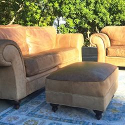 FREE DELIVERY.  100% Top Grain Leather Couch/ Chair/ottoman