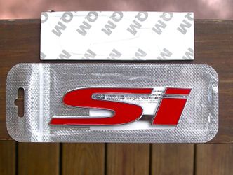 RED Honda Civic Si Rear Trunk Lid Hatch Badge Emblem Logo Universal Adhesive 90x25mm