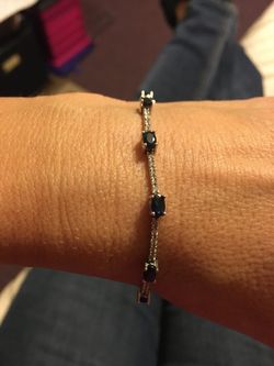 14k diamond and sapphire white gold bracelet