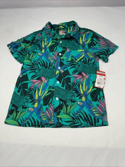 Cat & Jack Kids Tropical Button-Up Shirt Size S (6/7)