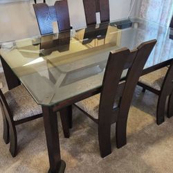 Modern Wood Glasstop Dining Room Furniture Set with Chairs